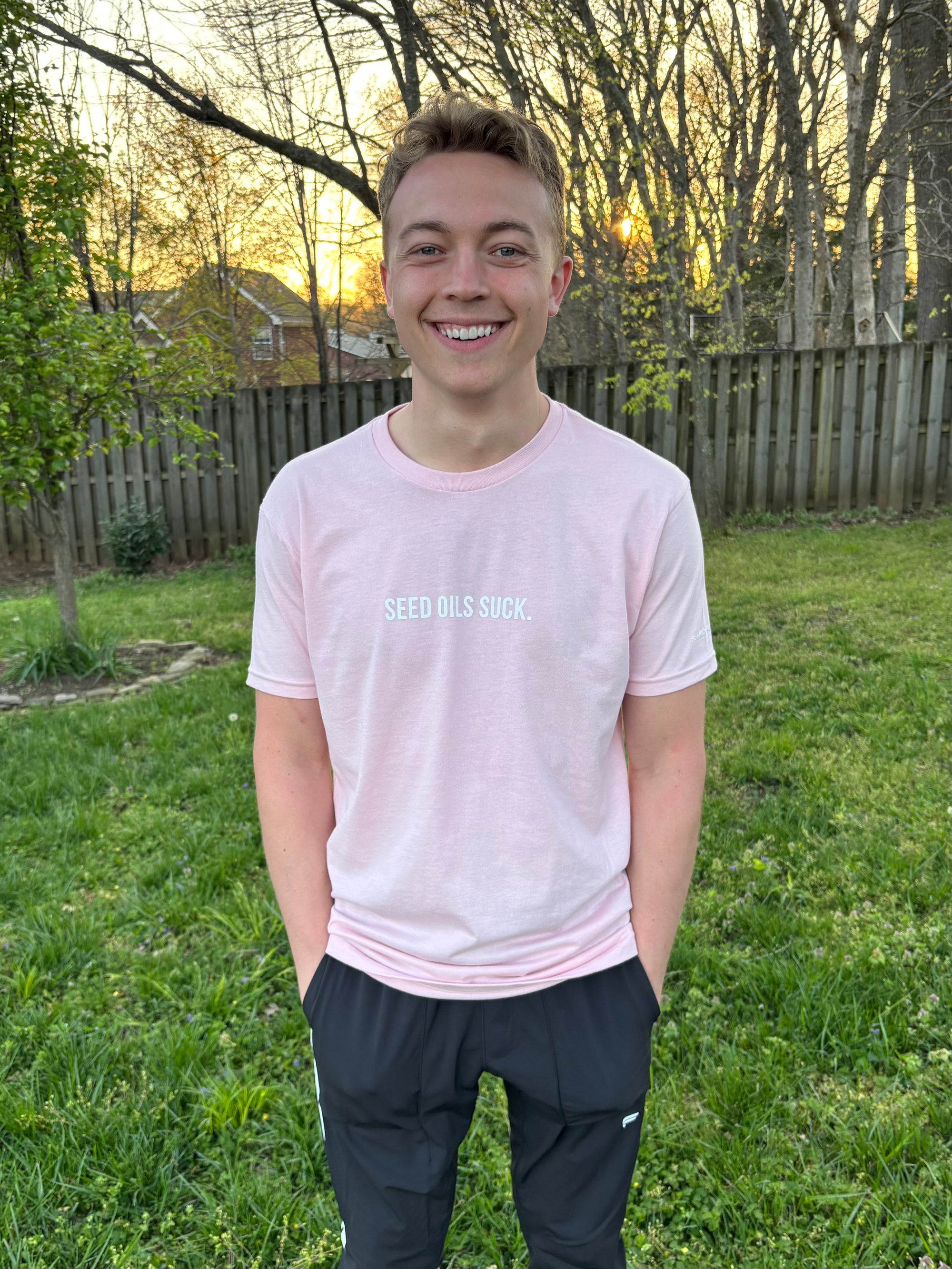 Seed Oils Suck T-shirt - Pink