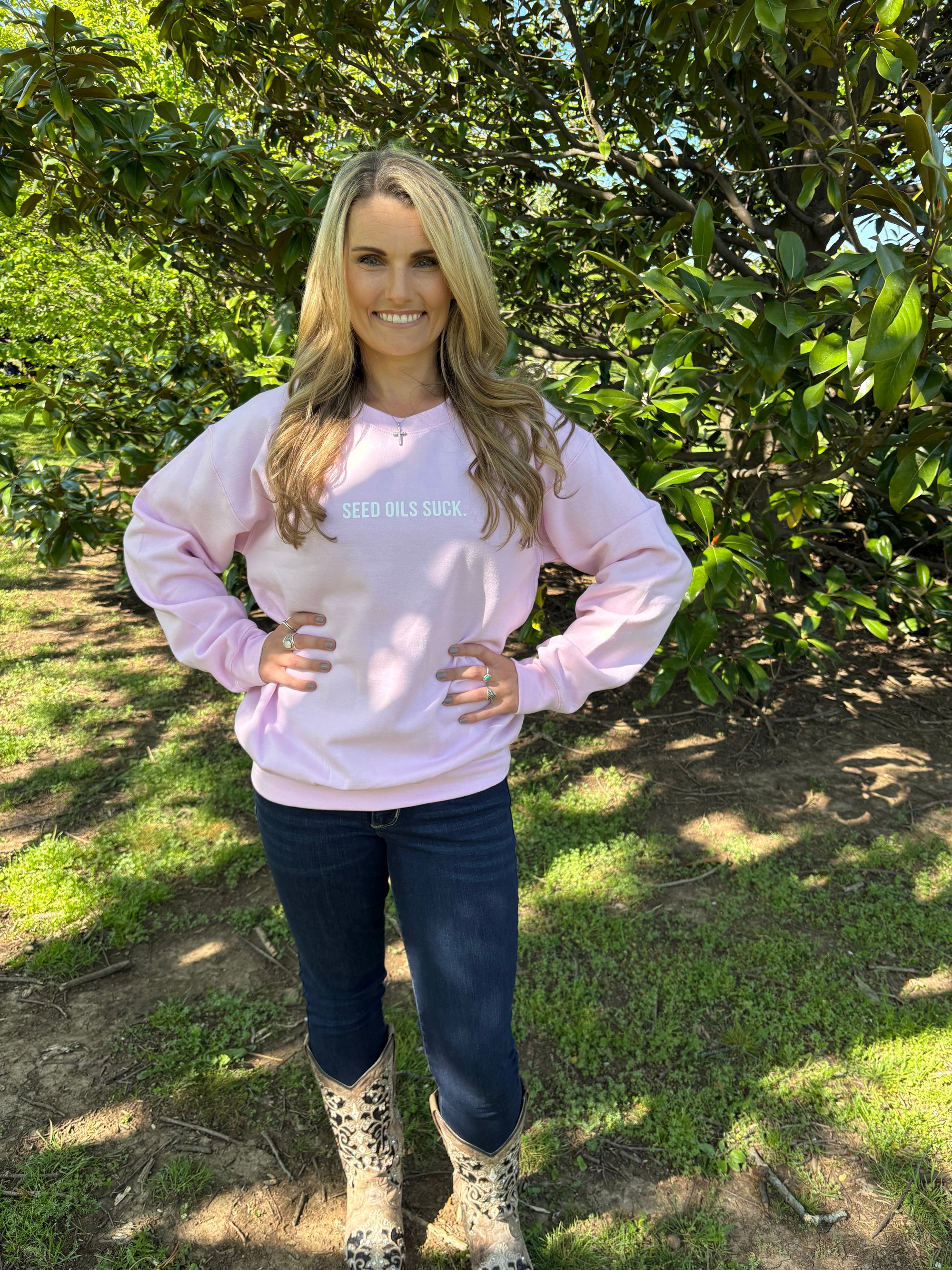 Seed Oils Suck Sweatshirt - Pink